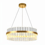 Modern Brass Round Crystal Island Chandelier