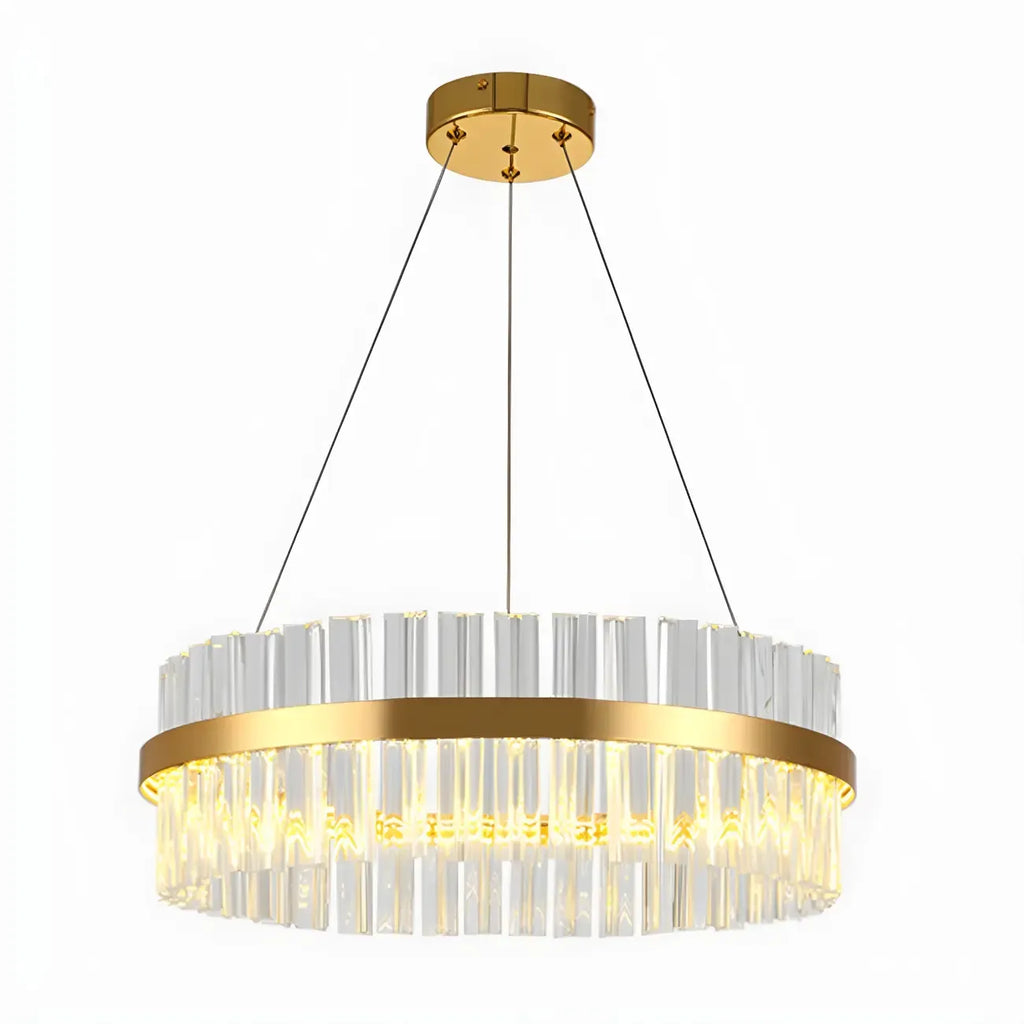Modern Brass Round Crystal Island Chandelier