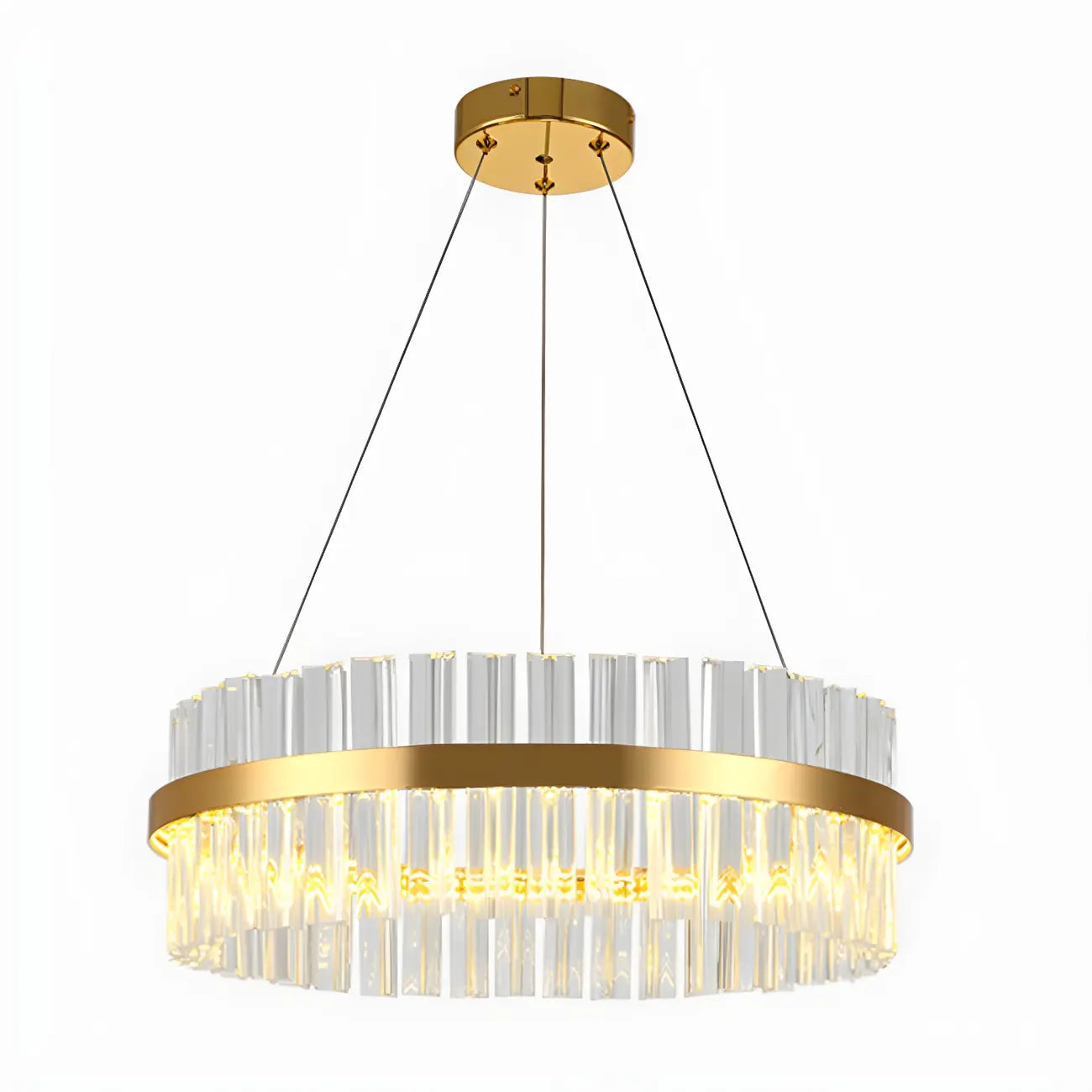 Modern Brass Round Crystal Island Chandelier