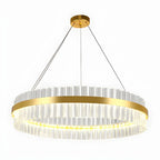 Modern Brass Round Crystal Island Chandelier