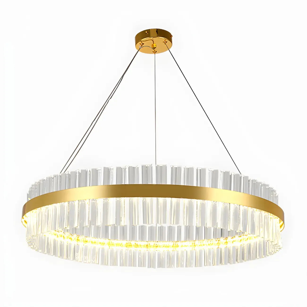 Modern Brass Round Crystal Island Chandelier