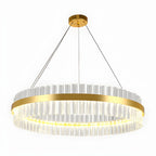 Modern Brass Round Crystal Island Chandelier