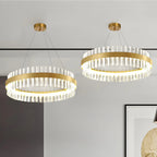 Modern Brass Round Crystal Island Chandelier