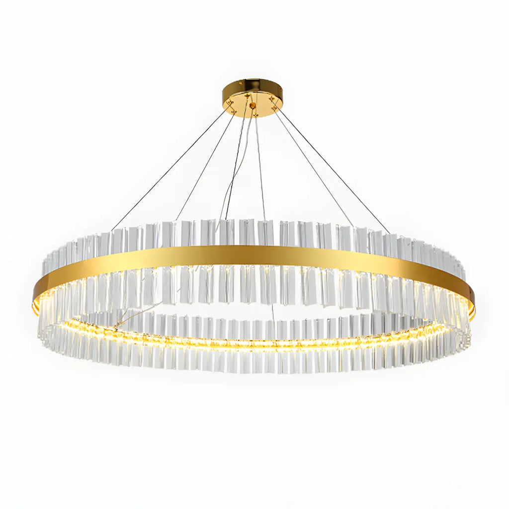 Modern Brass Round Crystal Island Chandelier