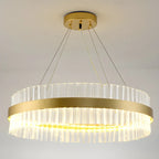 Modern Brass Round Crystal Island Chandelier
