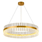 Modern Brass Round Crystal Island Chandelier