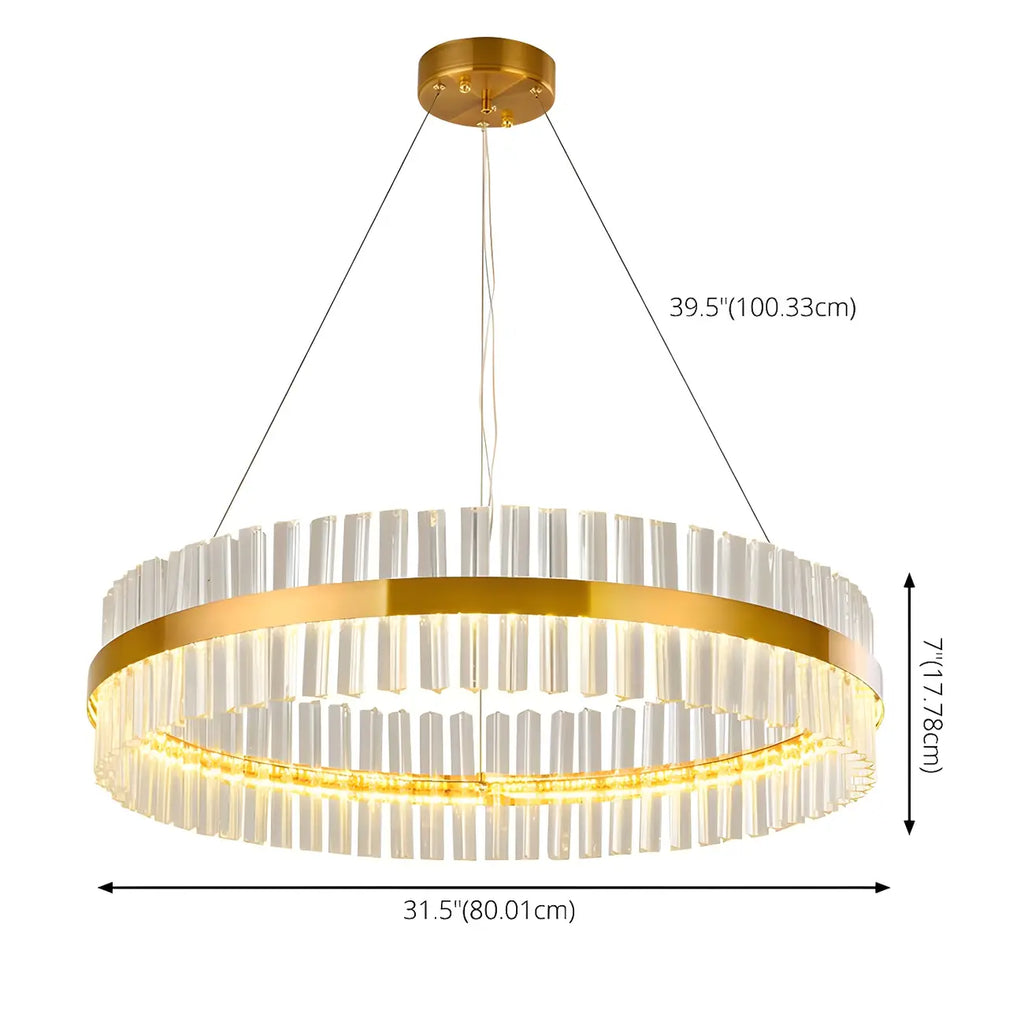 Modern Brass Round Crystal Island Chandelier