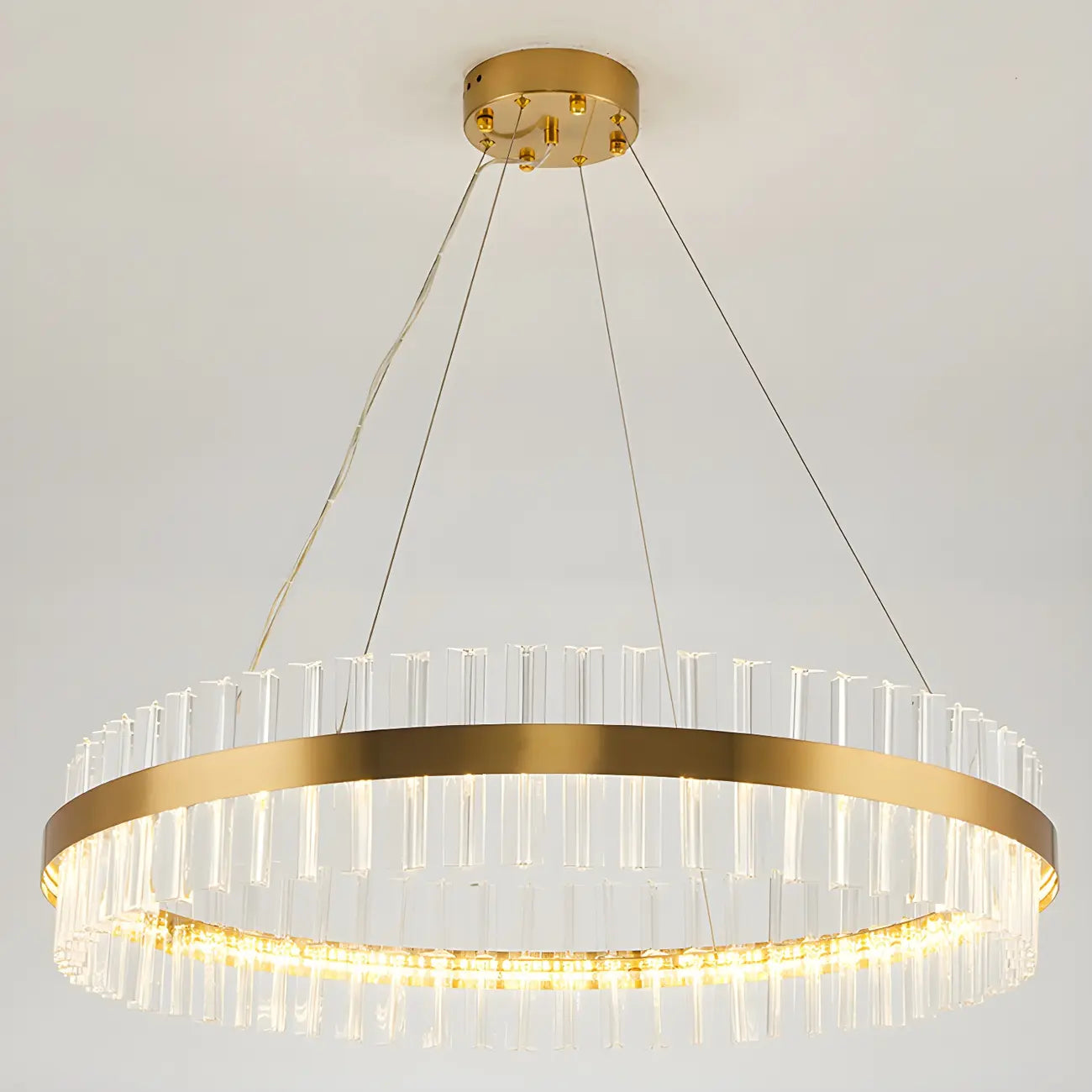 Modern Brass Round Crystal Island Chandelier