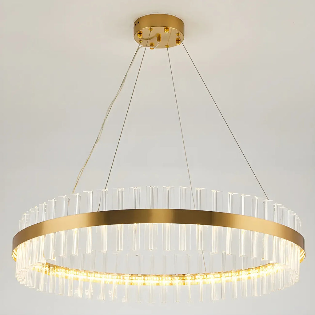Modern Brass Round Crystal Island Chandelier