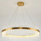 Modern Brass Round Crystal Island Chandelier
