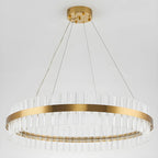 Modern Brass Round Crystal Island Chandelier