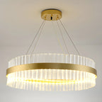 Modern Brass Round Crystal Island Chandelier