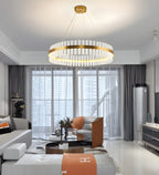 Modern Brass Round Crystal Island Chandelier