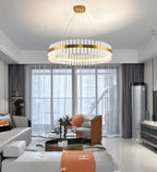Modern Brass Round Crystal Island Chandelier