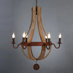Rustic Wood Shadeless Candelabra Chandelier