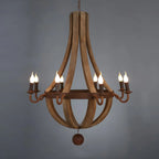 Rustic Wood Shadeless Candelabra Chandelier