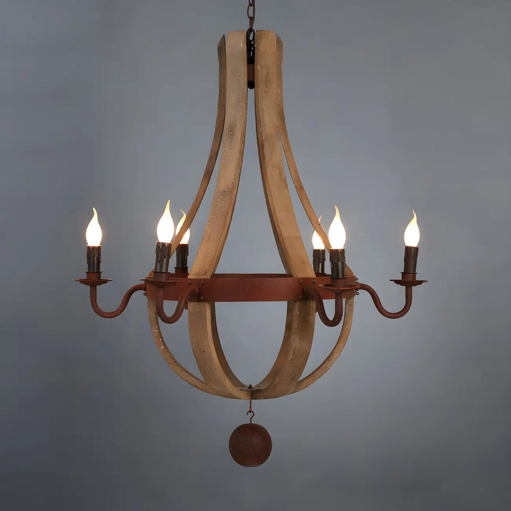 Rustic Wood Shadeless Candelabra Chandelier