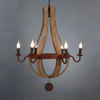 Rustic Wood Shadeless Candelabra Chandelier