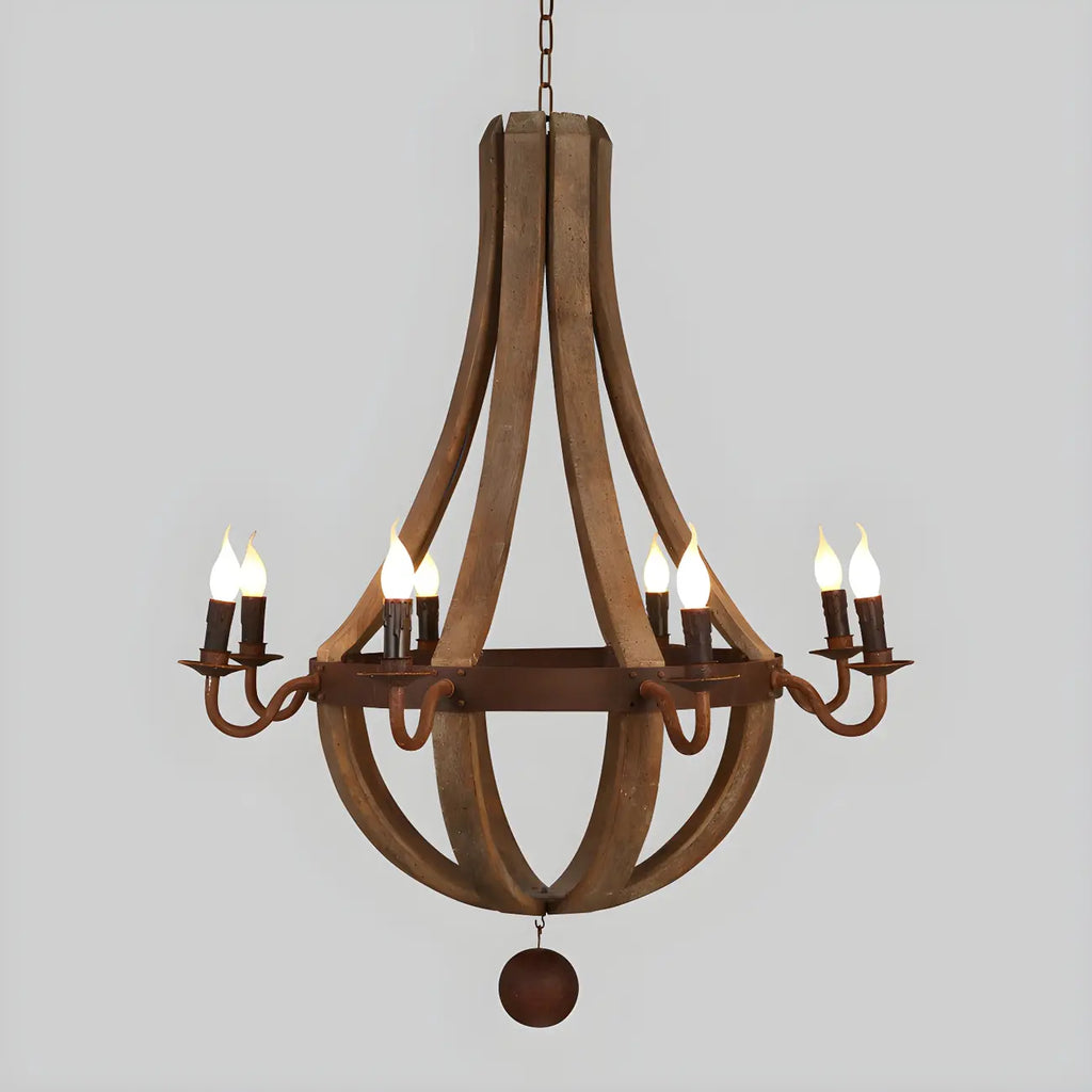 Rustic Wood Shadeless Candelabra Chandelier