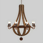 Rustic Wood Shadeless Candelabra Chandelier
