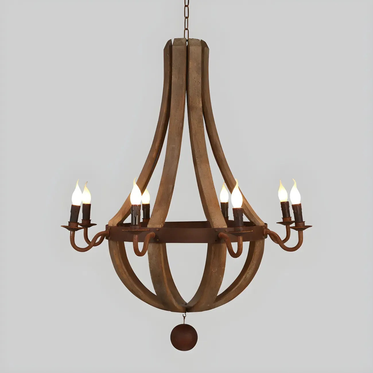 Rustic Wood Shadeless Candelabra Chandelier