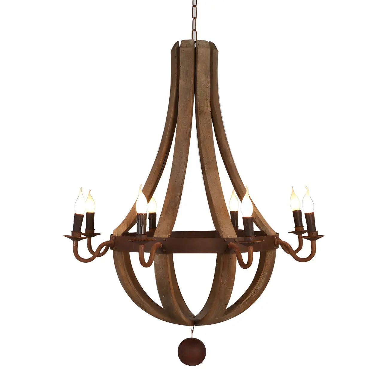Rustic Wood Shadeless Candelabra Chandelier