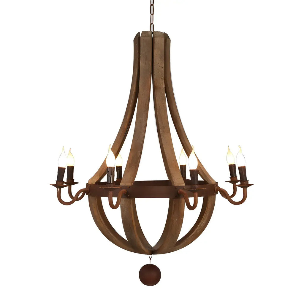 Rustic Wood Shadeless Candelabra Chandelier