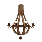 Rustic Wood Shadeless Candelabra Chandelier