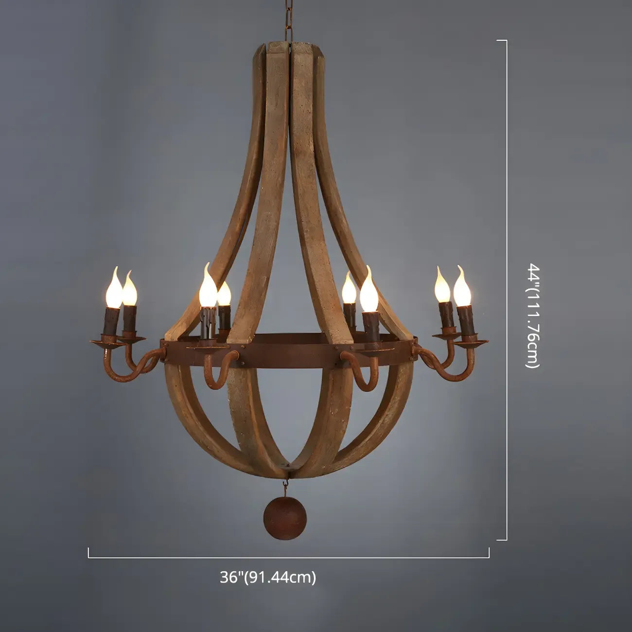 Rustic Wood Shadeless Candelabra Chandelier