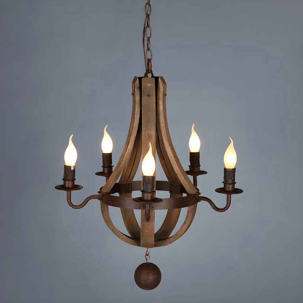 Rustic Wood Shadeless Candelabra Chandelier