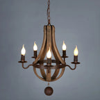 Rustic Wood Shadeless Candelabra Chandelier