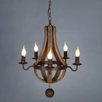 Rustic Wood Shadeless Candelabra Chandelier