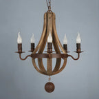 Rustic Wood Shadeless Candelabra Chandelier