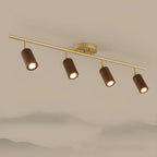 Modern Rubber Wood Brown Semi Flush Mount Track Light