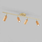 Modern Rubber Wood Brown Semi Flush Mount Track Light