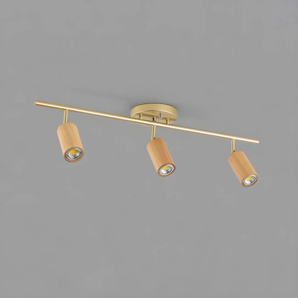 Modern Rubber Wood Brown Semi Flush Mount Track Light