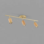 Modern Rubber Wood Brown Semi Flush Mount Track Light