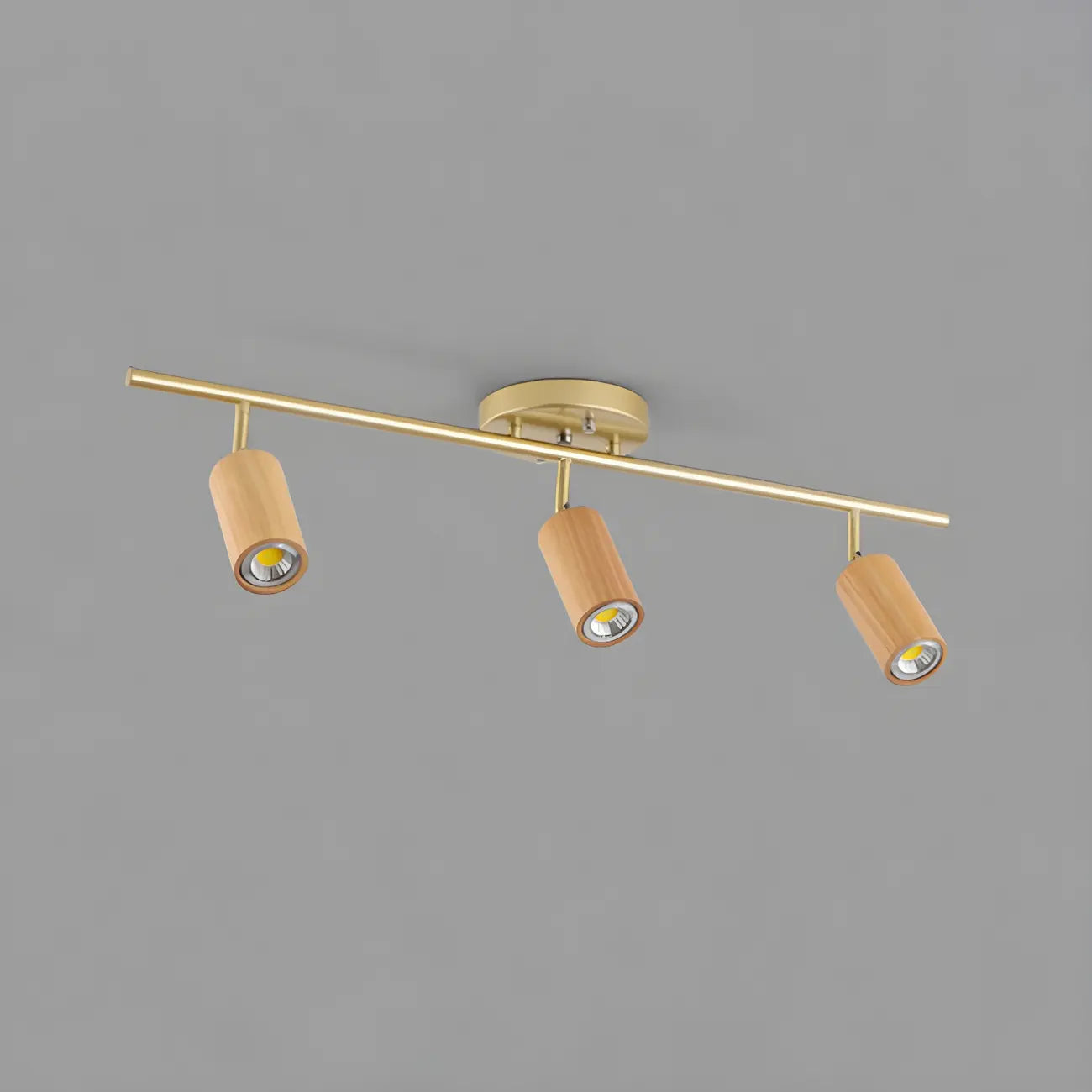 Modern Rubber Wood Brown Semi Flush Mount Track Light