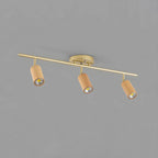Modern Rubber Wood Brown Semi Flush Mount Track Light