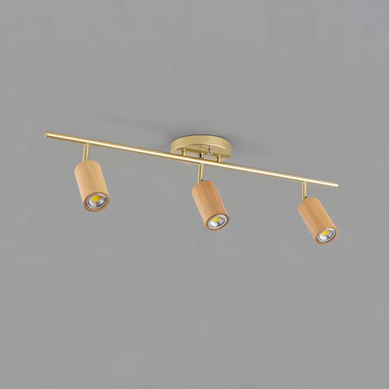 Modern Rubber Wood Brown Semi Flush Mount Track Light