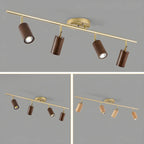 Modern Rubber Wood Brown Semi Flush Mount Track Light