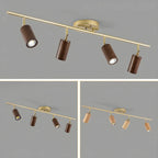 Modern Rubber Wood Brown Semi Flush Mount Track Light