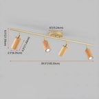 Modern Rubber Wood Brown Semi Flush Mount Track Light