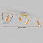 Modern Rubber Wood Brown Semi Flush Mount Track Light