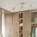 Modern Rubber Wood Brown Semi Flush Mount Track Light