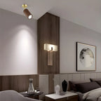 Modern Rubber Wood Brown Semi Flush Mount Track Light