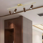 Modern Rubber Wood Brown Semi Flush Mount Track Light