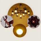 Vintage Adjustable Cast Iron Copper Kerosene Pendant Clear Glass Chandelier