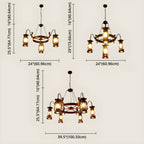 Vintage Adjustable Cast Iron Copper Kerosene Pendant Clear Glass Chandelier