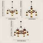 Vintage Adjustable Cast Iron Copper Kerosene Pendant Clear Glass Chandelier